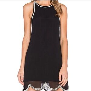 NBD Pearl Beaded Scalloped Mini Dress‎ Women’s Size XS Cocktail Sleeveless Black